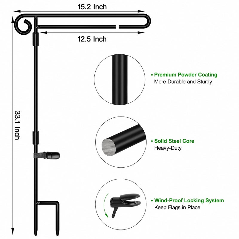 HOOSUN Garden Flag Stand Holder,Yard Flag Holder For Small Flags 12 x 18,Yard Sign Garden Flags Stake For Outside,Small Metal Garden Flag Pole For Yard With Tiger Clip - Image 3